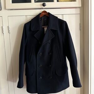 J Crew Dock Peacoat in Navy Wool Blend with PrimaLoft (NWT)